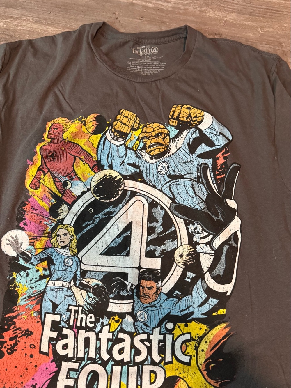 Marvel Fantastic Four Black Graphic Tee with Multicolor Print